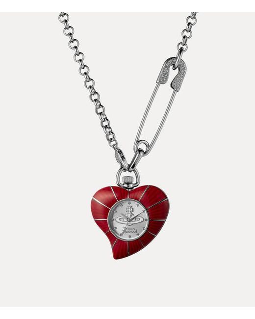 Vivienne Westwood White Heart Pendant Watch Stainless Steel