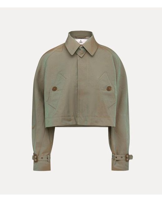 Vivienne Westwood Green Cut Off Graziano Trench Coat Cangiante Gabardine