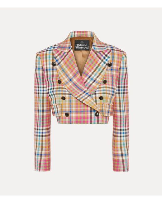 Vivienne Westwood White Long Sleeve Cut Off Jacket Heather Check