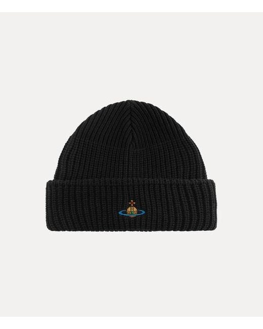 Vivienne Westwood Black Sporty Beanie Cotton Nylon Elastane