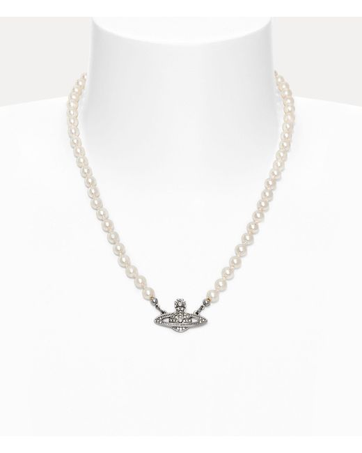 Vivienne Westwood White Man. Mini Bas Relief Pearl Necklace for men