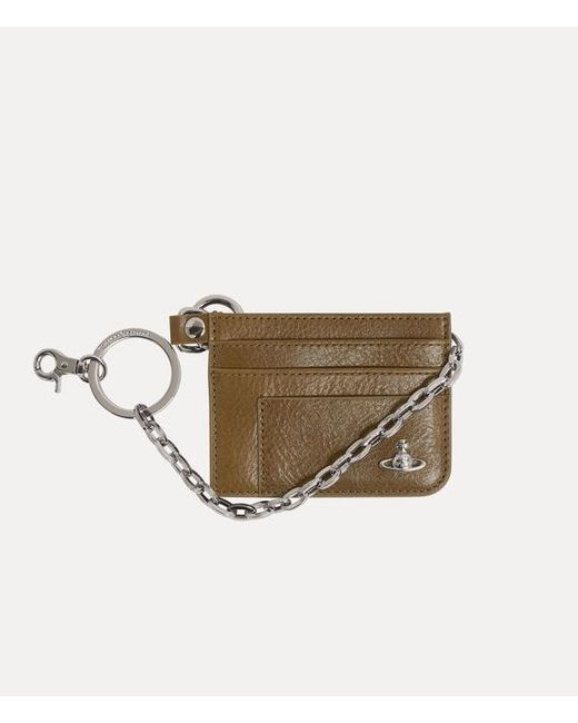 Vivienne Westwood Natural Flat Chain Card Holder Shiny Veget Tanned