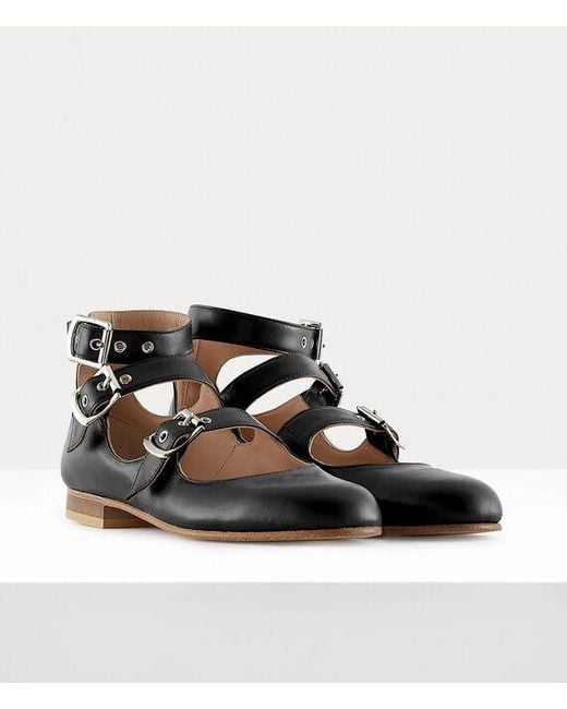 Vivienne Westwood Black Roman Three-Strap Sandal Leather