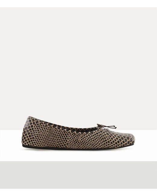 Vivienne Westwood Natural Brigitte Ballerina Shoe Snake-Effect Leather