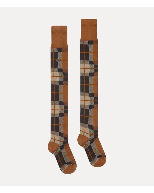 Vivienne Westwood White Locharron Over The Knee Sock Locharran