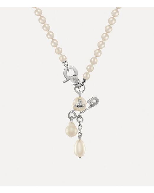 Vivienne Westwood White Small Claude Pearl Necklace Swarovski Pearls