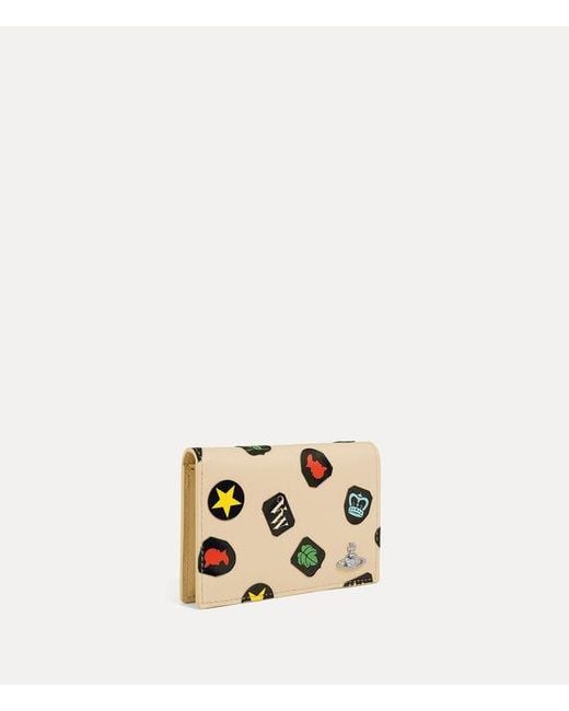 Vivienne Westwood Natural Flap Card Holder Printed Leather
