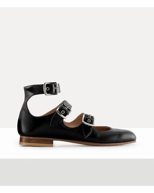 Vivienne Westwood Black Roman Three-Strap Sandal Leather