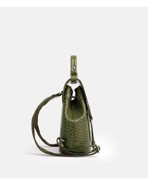 Vivienne Westwood Green Max Small Backpack Emboss Croc Leather
