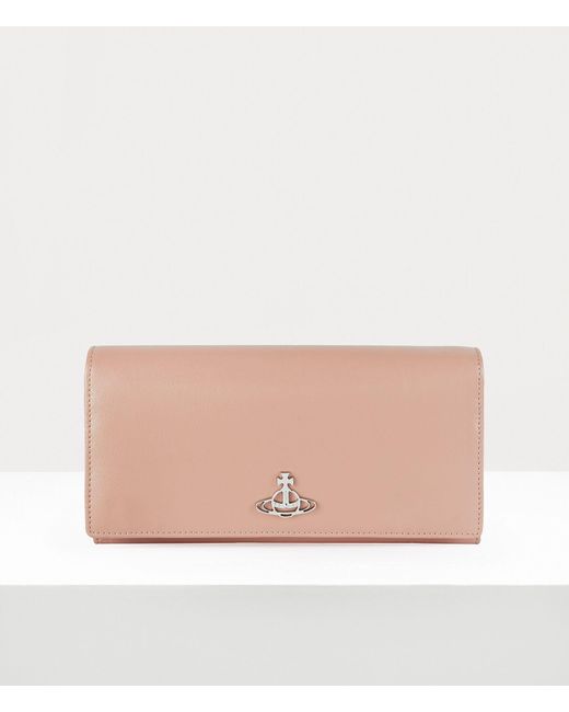 Vivienne Westwood Pink Pearlised Leather Long Wallet Long Chain