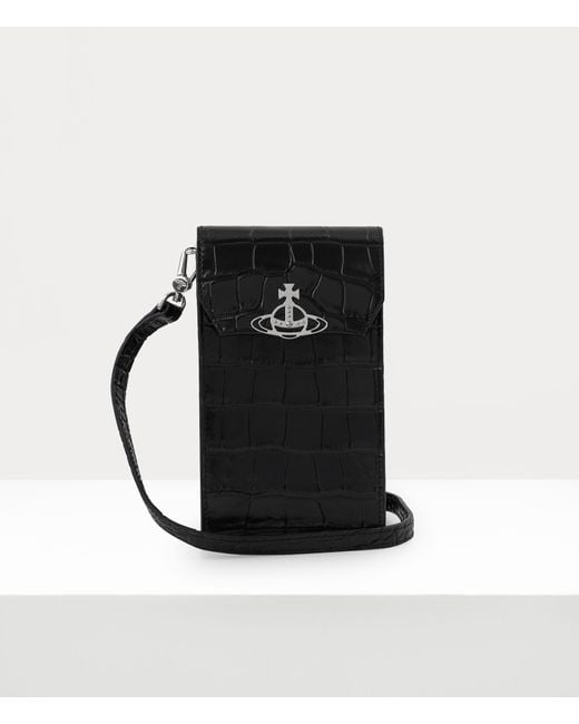Vivienne Westwood Black Crocodile Phone Bag