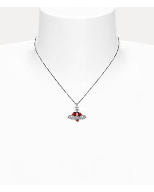 Vivienne Westwood White New Diamante Heart Pendant Necklace Cubic Zirconia
