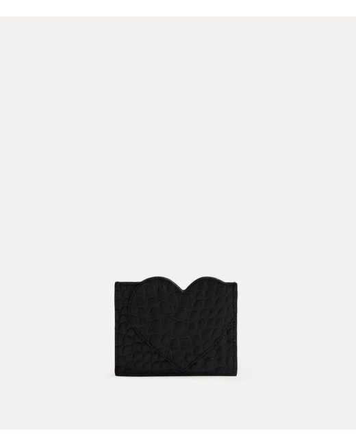 Vivienne Westwood Black Heart Card Holder Emboss Croc Leather
