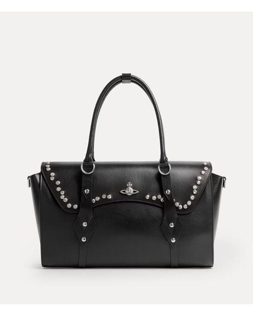 Vivienne Westwood Black Bettina Medium Handbag Smooth Leather + Studs 1