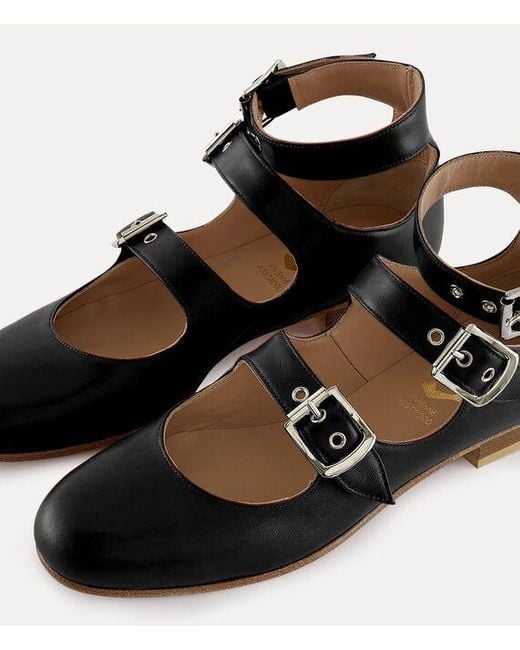 Vivienne Westwood Black Roman Three-Strap Sandal Leather