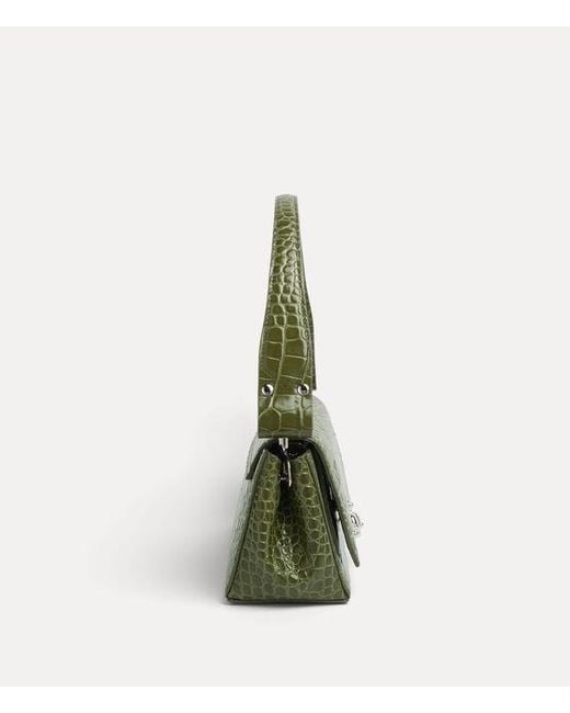 Vivienne Westwood Green Hazel Medium Handbag Emboss Croc Leather