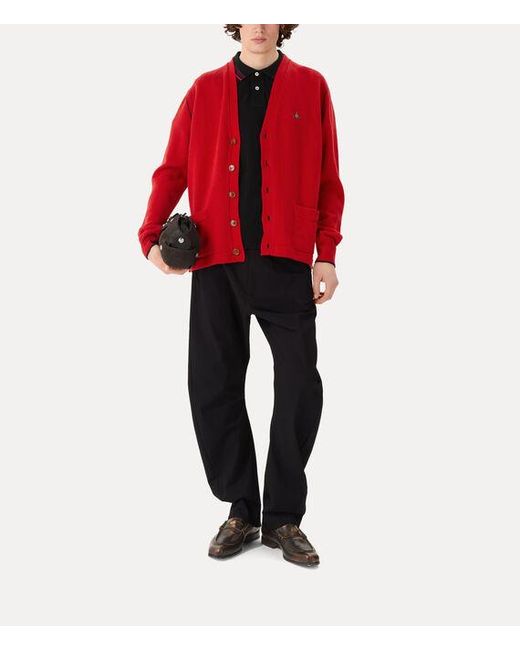 Vivienne Westwood Red Alex Cardigan Merino Wool Cashmere for men