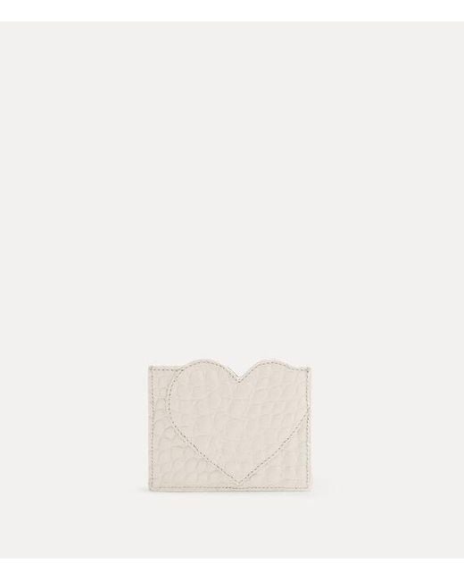 Vivienne Westwood Natural Heart Card Holder Emboss Croc Leather