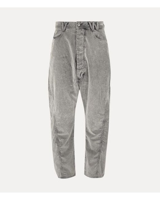Vivienne Westwood Gray Twisted Seam Jeans Washed Cord Denim for men