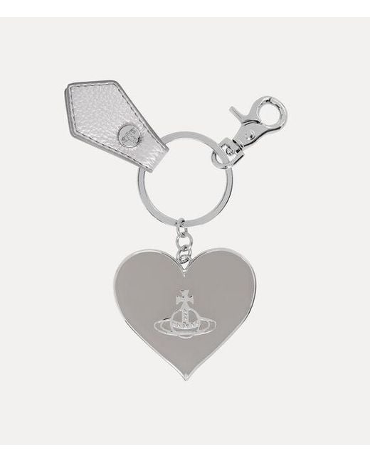 Vivienne Westwood White Mirror Heart Orb Keyring Metal