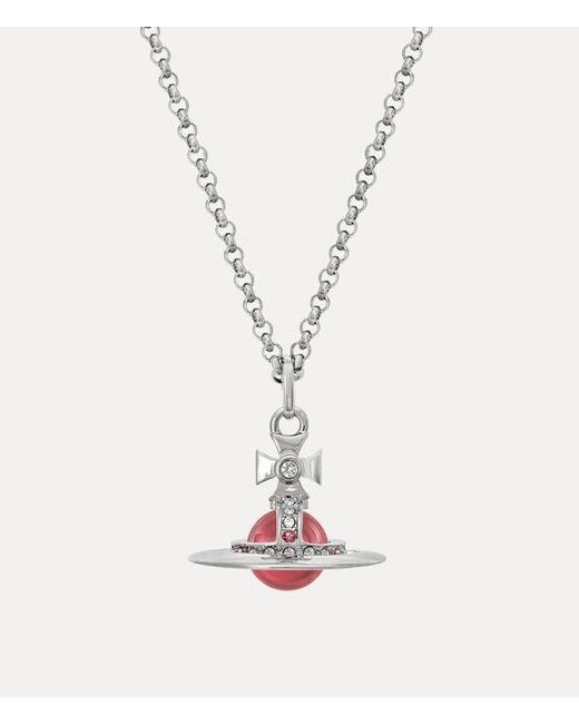Vivienne Westwood White New Tiny Orb Pendant Necklace Cubic Zirconia