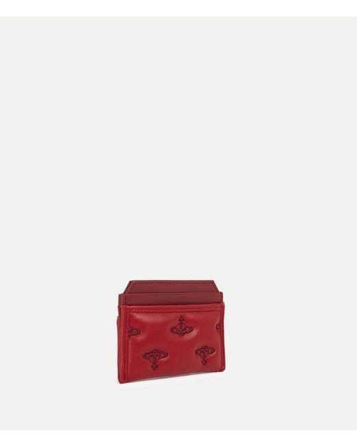 Vivienne Westwood Red Flat Card Holder Multi Orb Soft Pu