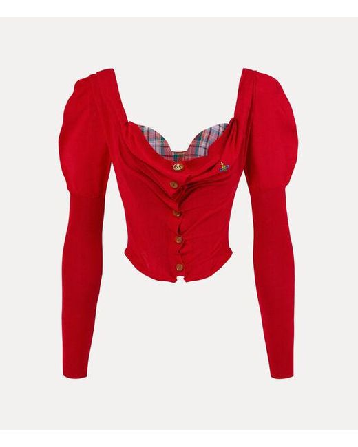 Vivienne Westwood Red Bea Corset Cardigan Merino Wool Silk