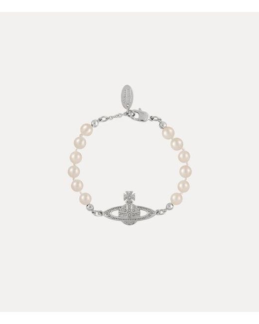 Vivienne Westwood White Mini Bas Relief Pearl Bracelet Swarovski Pearls