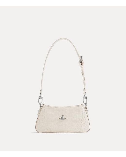 Vivienne Westwood Natural Tasha Shoulder Phone Bag Emboss Croc Leather