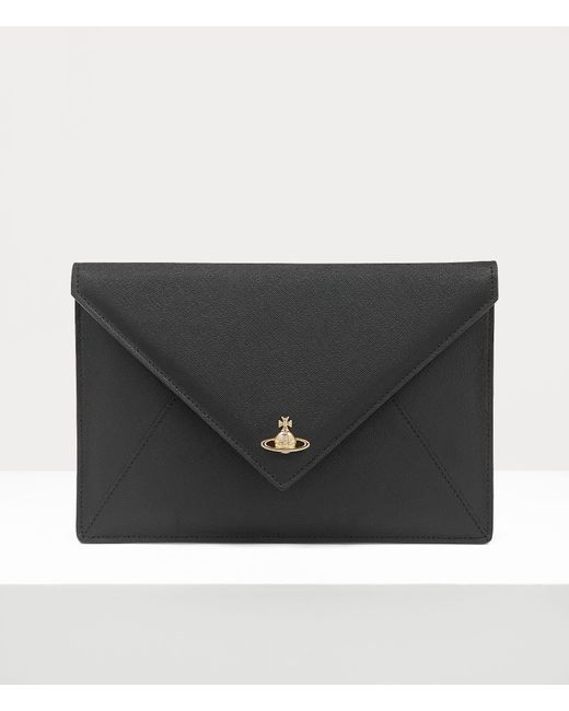 Vivienne Westwood Black Saffiano Envelope Clutch