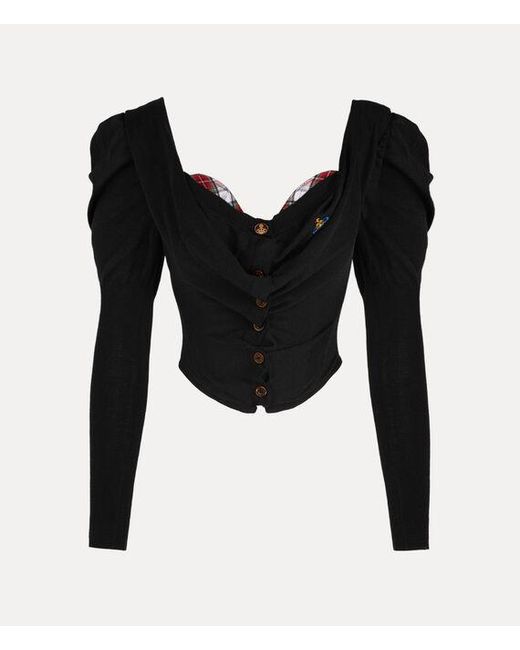 Vivienne Westwood Black Bea Corset Cardigan Merino Wool Silk