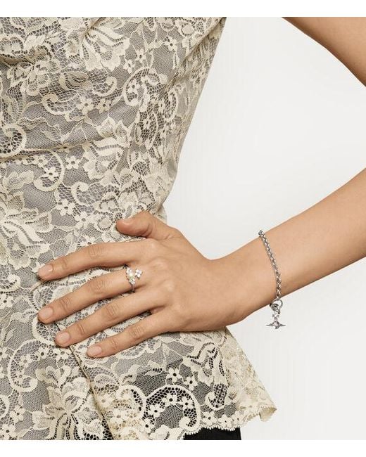 Vivienne Westwood Brown Feodora Ring Platinum-white-cz-creamrose-pearl Platinum-white-cz-creamrose-pearl Unisex