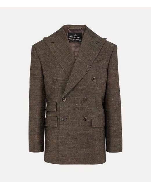 Vivienne Westwood Brown Double Breasted Niesen Jacket Hemp-Wool Drill for men