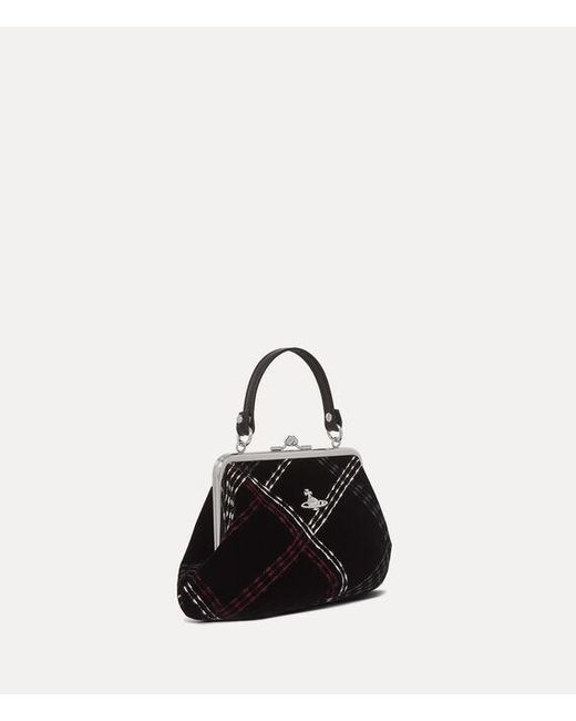 Vivienne Westwood Black Granny Frame Purse Velvet Check
