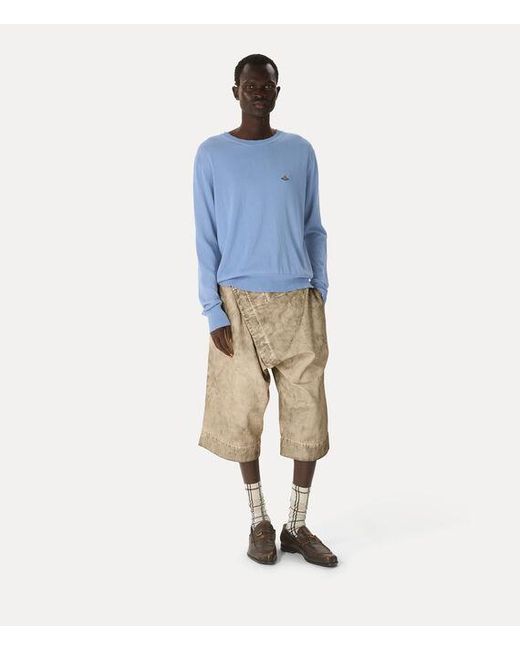 Vivienne Westwood Blue Alex Round Neck Sweater Mako' Cotton for men