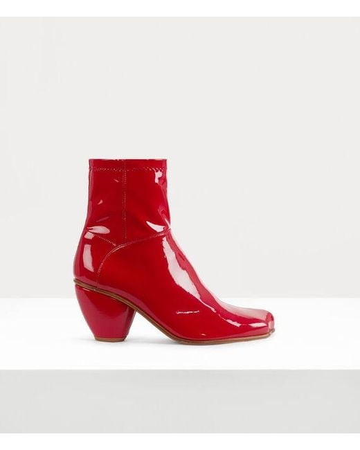 Vivienne Westwood Red Atom Ankle Boot Stretch Patent