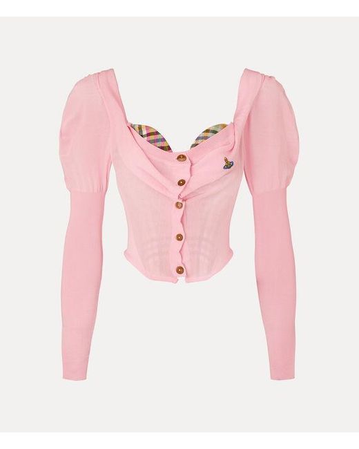 Vivienne Westwood Pink Bea Corset Cardigan Merino Wool Silk