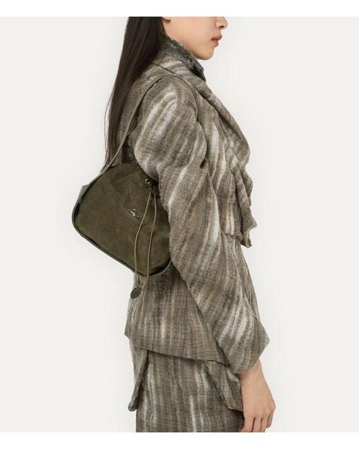Vivienne Westwood Green Stacey Bucket Bag Suede Leather