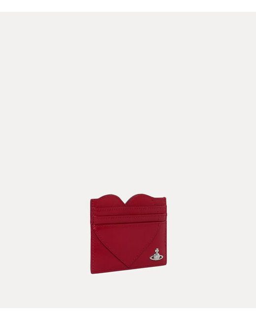 Vivienne Westwood Red Heart Card Holder Naplak Leather
