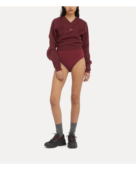 Vivienne Westwood Red Cropped Pourpoint Sweatshirt Loopback Org Felpa Tartan