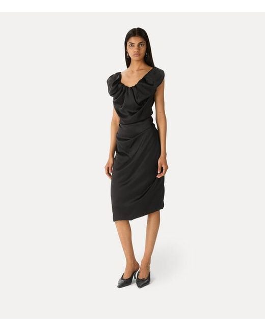 Vivienne Westwood Black Ginnie Amber Dress Charmeuse Satin