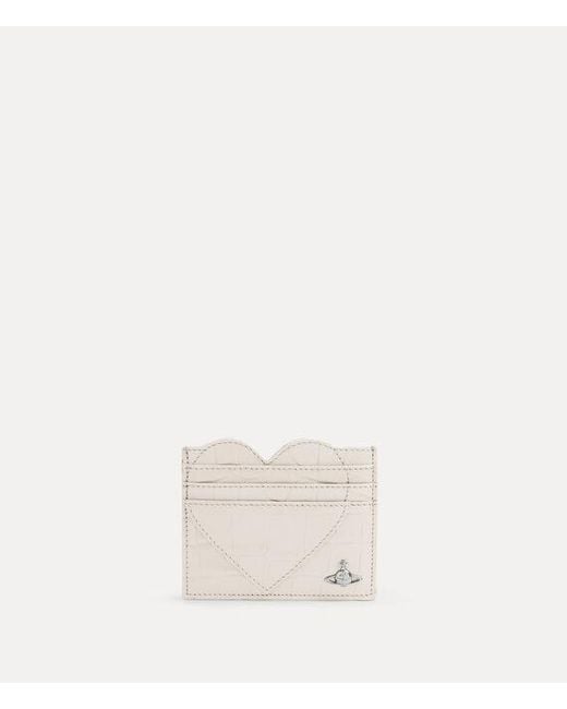 Vivienne Westwood Natural Heart Card Holder Emboss Croc Leather