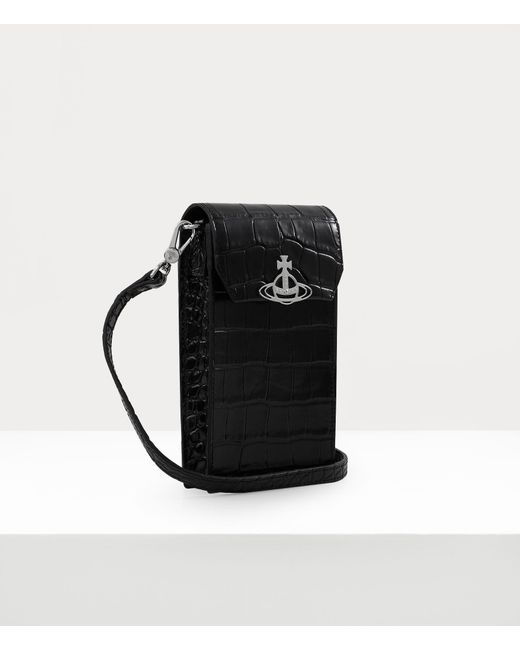 Vivienne Westwood Black Crocodile Phone Bag
