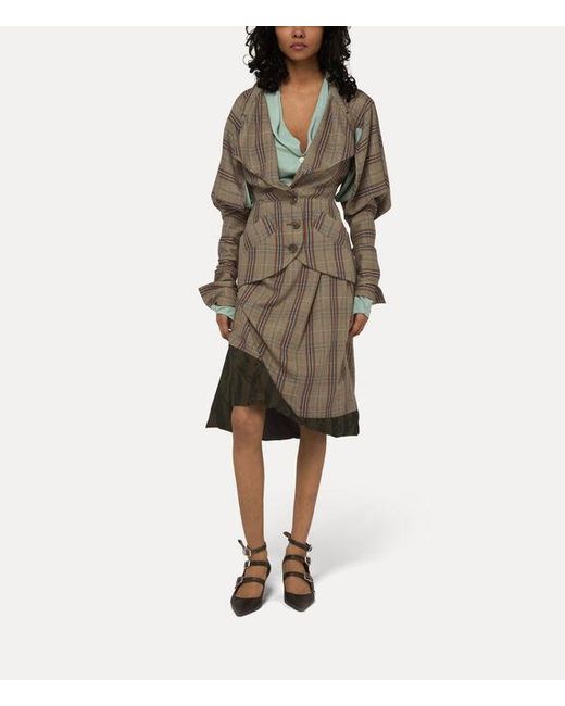 Vivienne Westwood Brown Zoey Midi Skirt Dandy Hunt Check