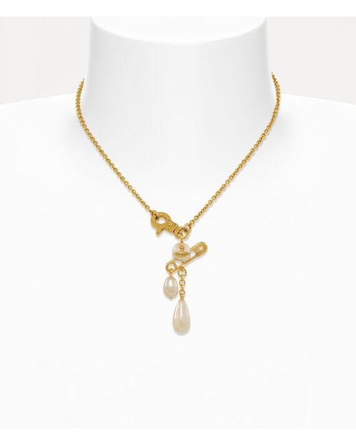 Vivienne Westwood Metallic Claude Small Necklace Pearls