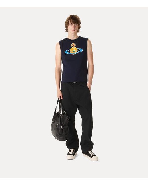 Vivienne Westwood Blue Oversized Orb Muscle Vest Cotton for men