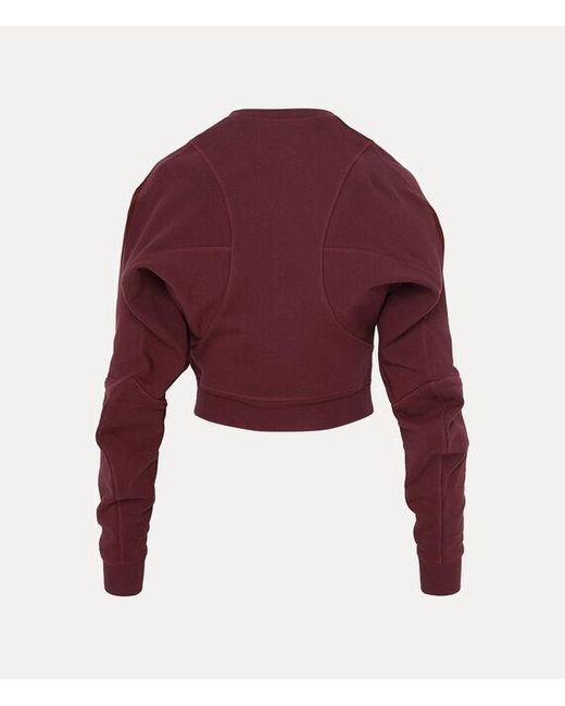 Vivienne Westwood Red Cropped Pourpoint Sweatshirt Loopback Org Felpa Tartan