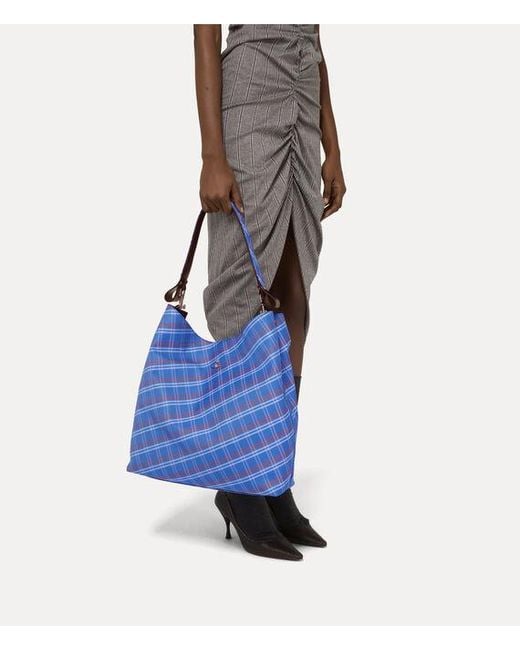 Vivienne Westwood Blue Lottie Large Shoulder Bag Stuart Check