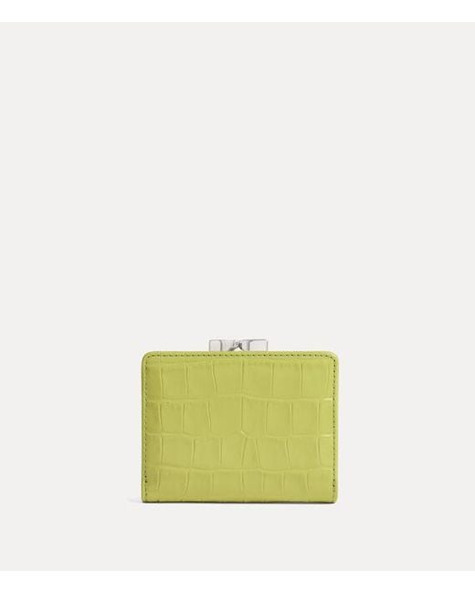 Vivienne Westwood Yellow Small Frame Wallet Emboss Croc Leather
