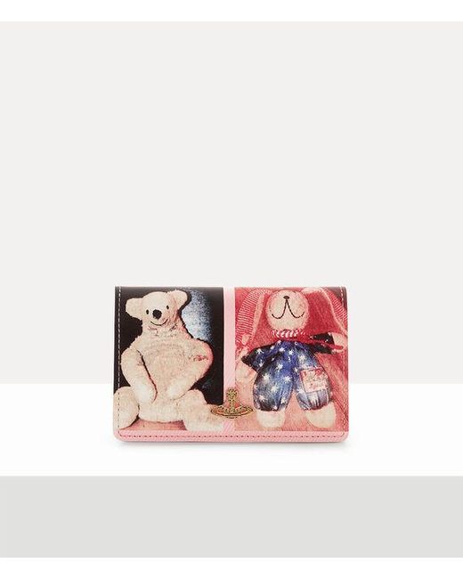 Vivienne Westwood White Flap Card Holder Leather Teddies